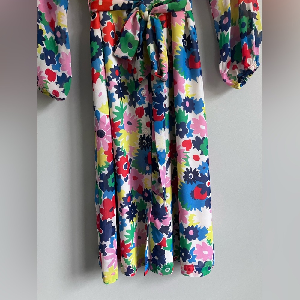 BODEN Abigail Midi Shirt Colorful Floral Retro Print Dress Size 4P - Picture 8 of 16